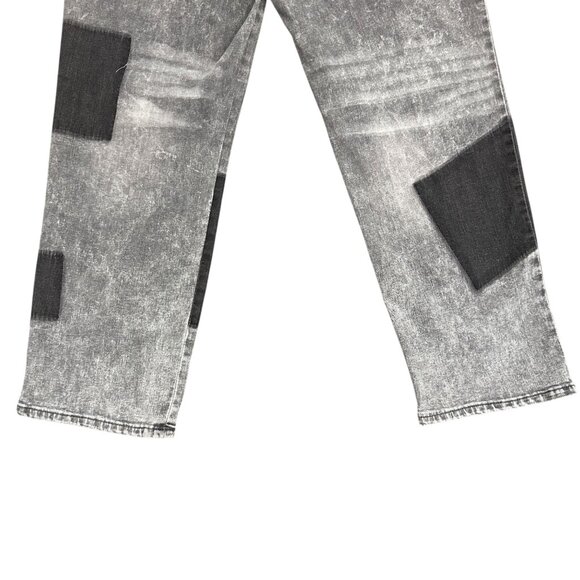 LOGO by Lori Goldstein Smiley World Womens 14 Patchwork Grey Wash Jeans Straight - Picture 7 of 16